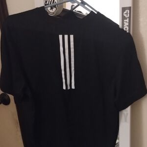 Adidas Black Tee with White Stripes